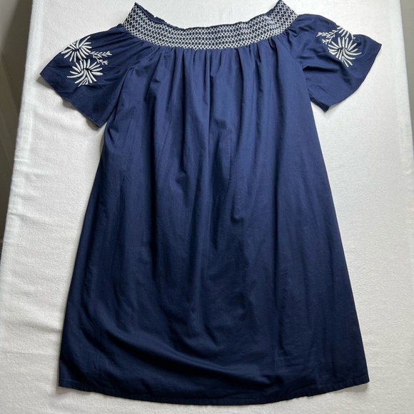 Isabel Maternity Comfy  Womens Off-Shoulder Embroidered Navy‎ Dress Size Medium - Picture 1 of 11